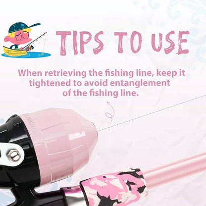 WIDDEN Kids Fishing Pole, Portable Telescopic Kids Fishing Poles for Boys and Girls, Fishing Rod and Reel Combo Kit with Tackle Box, and Fishing Net, Best Fishing Pole for Toddler Youth - color: Blue+Light Pink