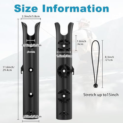 Aventik Fishing Rod Holder for Bike & Boat, 0.63”-1.18” Heavy Duty Clamp on Rod Holder, 360°Adjustable Fishing Pole Holders for E-Bike,Fishing Cart, Chair & Boat Rails Secure Anti-Shake - style: 1 Pack