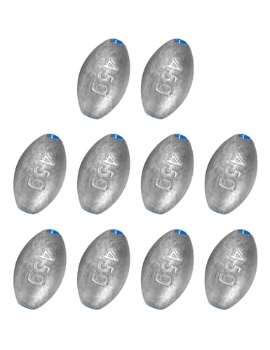 BLUEWING Egg Sinkers Fishing Weights Oval Shaped Fishing Sinkers Lead Fishing Sinker for Saltwater Fishing，1/8 oz to 7 oz - size: #6 3/2oz, 10pcs