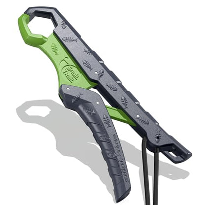 SNAIL TRAIL 7.5'' Floating Fish Gripper, Fishing Grabber | Catfish Mouth Pliers, Caught Bass Holder, Fish Scale Hook Clamp, Saltwater Lip Grip Tool with Lanyard, Gifts for Men - color: Gray-green
