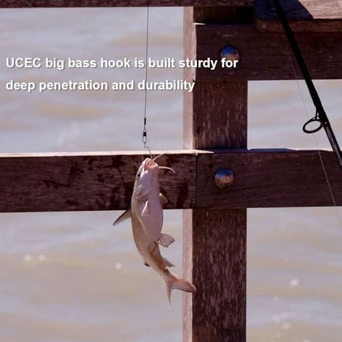 UCEC Fishing Hooks Offset Shank Worm Hooks Extra Wide Gap 2X Strong Carbon Steel Bait Jig for Bass Fishing Trout Catfish Saltwater Freshwater 1/0 2/0 3/0 4/0 5/0 30pcs/Box - size: 1/0 30pcs