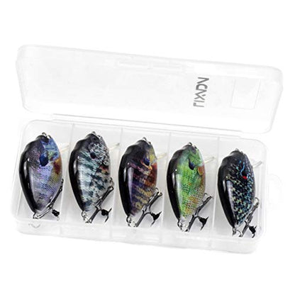 Fishing Lure, 5PCS Fishing Lures 6cm 15g Mini Wobbler Fishing Lure Artificial Hard Bait Crankbait with Tackle Box for Fish Bass Fishing Tackle