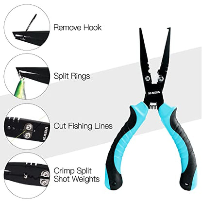 kaba Fish Lip Gripper with Scale, 40 Pound Stainless Steel Fishing Gripper Professional Fishing Lip Grabber Tool, Fish Grabber Clip Fish Control Tackle - color: Set-blue