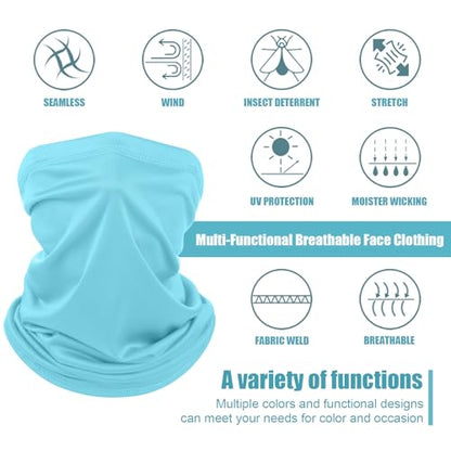 Geyoga Summer UV Protection Cooling Neck Gaiter | Sunscreen Breathable Face Scarf Bandana Mask Neck Gaiter for Outdoor Fishing Hiking Camping - color: Blue