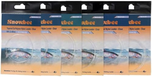 Snowbee 9 ft Clear Monofilament Leader, Tapered Fly Fishing Leader for Trout and Freshwater Fishing, Copolymer Nylon, 2X to 7X