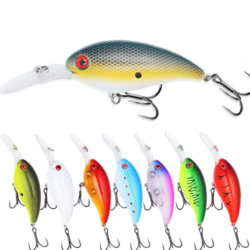 EXAURAFELIS Diving Crankbait Lures Fishing Gear Fishing Lure for Saltwater Freshwater swimbaitsfor Bass Trout Crappie Walleye Pike Bluegill Salmon Fishing Gifts for Fisherman