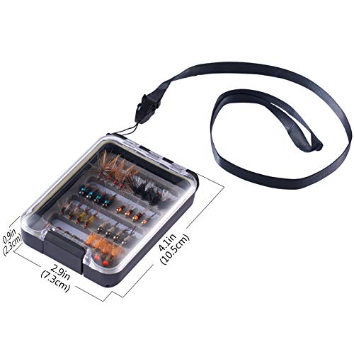 BASSDASH Fly Fishing Flies Kit Fly Assortment Trout Bass Fishing with Fly Box with Dry/Wet Flies, Nymphs, Streamers, Popper - style: 32pcs Barbless Trout Flies