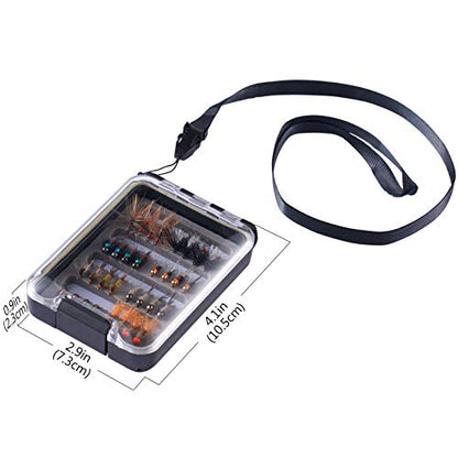 BASSDASH Fly Fishing Flies Kit Fly Assortment Trout Bass Fishing with Fly Box with Dry/Wet Flies, Nymphs, Streamers, Popper - style: 32pcs Barbless Trout Flies