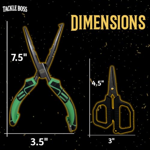 Tackle Boss Outlaw Fishing Pliers & Tool Set – 7.5" Stainless Steel Fishing Pliers, Braid Scissors, Hook Remover & Line Cutter with Holster and Lanyard, Freshwater & Saltwater Fishing Gear - color: Pink