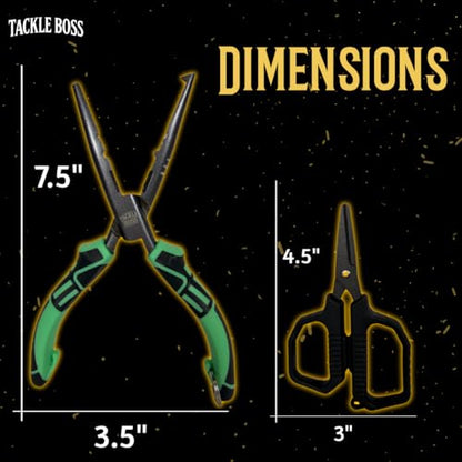 Tackle Boss Outlaw Fishing Pliers & Tool Set – 7.5" Stainless Steel Fishing Pliers, Braid Scissors, Hook Remover & Line Cutter with Holster and Lanyard, Freshwater & Saltwater Fishing Gear - color: Pink