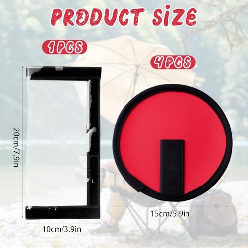5 Pcs Fishing Hook Covers Set, 4 Red Lure Wraps for Fishing Rod and 1 Clear PVC Lures Protector, Rod Armour Lures Wrap, Bait Storage Protector Easily See Bait Glove to Keep Fishermen Safe