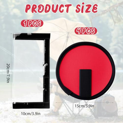 5 Pcs Fishing Hook Covers Set, 4 Red Lure Wraps for Fishing Rod and 1 Clear PVC Lures Protector, Rod Armour Lures Wrap, Bait Storage Protector Easily See Bait Glove to Keep Fishermen Safe