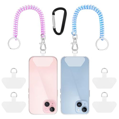 SHANSHUI Phone Lanyard Tether, Stretchy Phone Strap Patch Anchor Outdoor Climbing Hook Compatible for Most Smartphones - color: Purple+blue
