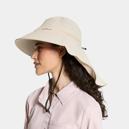 Cooling Sun Defender Sun Hat, UPF 50 UV Protection for Men Women, Wide Brim Outdoor Hat for Hiking, Fishing, Beach, Gardening - color: Oatmeal