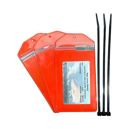 3-Pack Waterproof Hunting & Fishing License Holders – Fluorescent Orange, Clear Zip-Top, Includes Zip Ties, 2 7/8" × 4 3/4" Window – Made in USA - style: 3 Pack-Fluorescent Orange