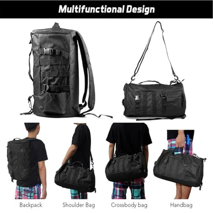 HURRISE Fishing Tackle Bag, Multifunctional Large Capacity Fishing Backpack Outdoor Travel Camping Fishing Rod Reel Tackle Bag Shoulder Bag Luggage Bag (Black) - color: Black