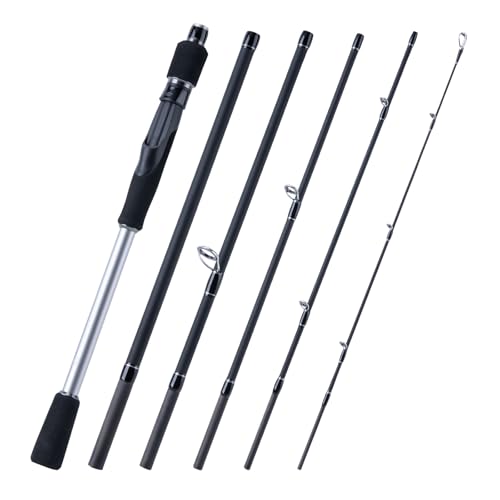 Goture Portable Travel Spinning Fishing Rod - 5/6 Sections Adjustable Rods with Case - Lightweight 24T Carbon Fiber Fishing Rods for Trout Bass Walleye Pike Saltwater Freshwater, 7FT Impact Series