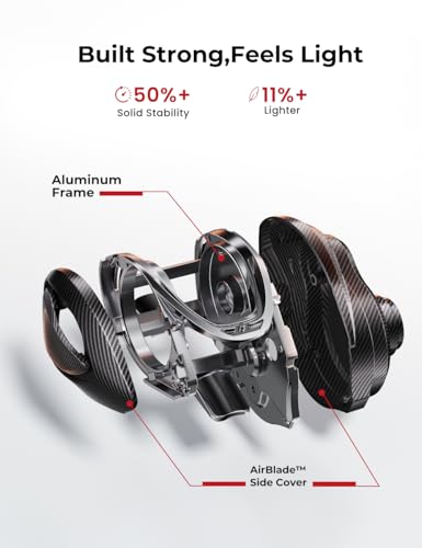 Piscifun Alloy M2 Baitcaster Reel, 7.6:1 Low Profile Baitcasting Reel with Mag-Bowl™ Brake, Aluminum Frame, AirBlade™ Side Cover, 6.3oz Lightweight Body, 18LB Drag, 10+1 Sealed Bearings - style: Left Hand Retrieve