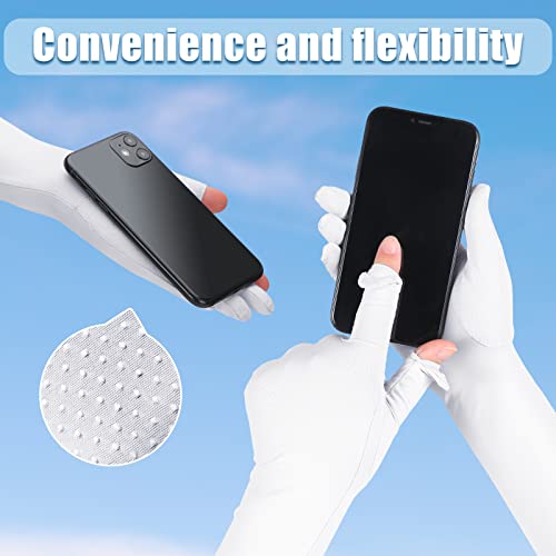 Jecery 2 Pairs UV Long Sun Gloves Women's Sunblock Driving Gloves Non Slip Full Finger Arm Sun Protective for Outdoor Sports - color: Black, White