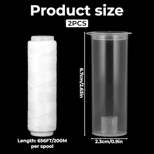 2 PCS Fishing Thread Bait Elastic 0.2 MM 656 Ft Length Clear Fishing String Nylon Elastic Invisible FishingLine Stretchy Bait String 656 Feet per Spool with Clear Storage Case