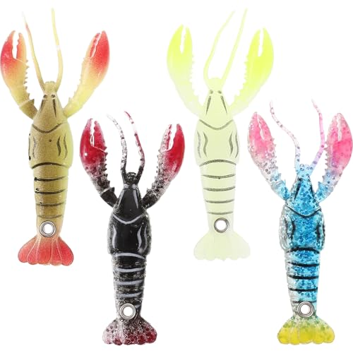 Abaodam 4pcs Soft Crawfish Fishing Lures 95mm Wear-Resistant Reusable Bionic Soft Baits Kit for Freshwater Bass and Outdoor Fishing