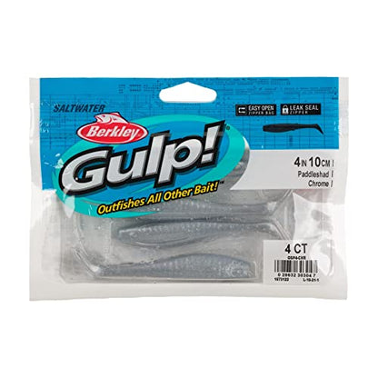 Berkley Gulp! Saltwater Paddleshad Fishing Soft Bait - color: Chrome, size: 4"