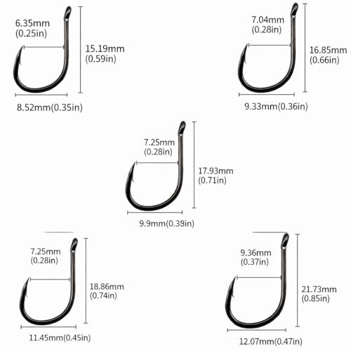 500Pcs Fishing Hooks Set – High Carbon Steel Sharpened Barbed Circle Hooks in Assorted Sizes 3 to 12 for Freshwater and Saltwater Fishing - size: 1#-with Holes
