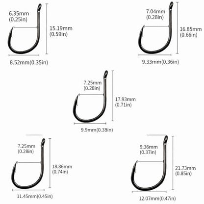 500Pcs Fishing Hooks Set – High Carbon Steel Sharpened Barbed Circle Hooks in Assorted Sizes 3 to 12 for Freshwater and Saltwater Fishing - size: 1#-with Holes