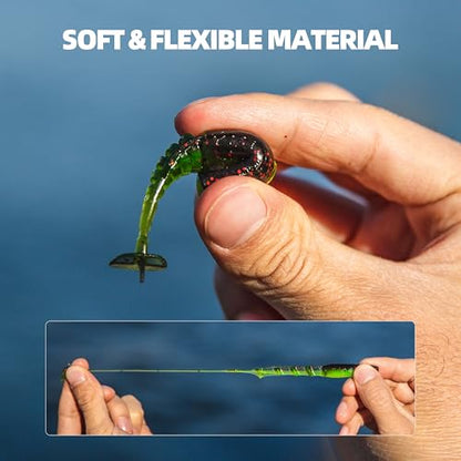 30pcs Soft Plastic Swimbaits with Paddle Tail, T-Tail Fishing Lures for Vertical Jigging and Casting, Freshwater Swimbaits for Bass, Trout, Walleye & Crappie - color: Multi-Jointed Flex, 2.2''