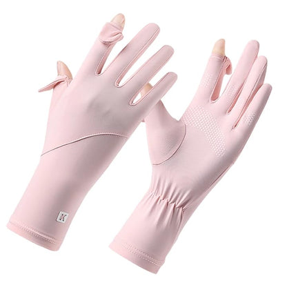 FGSS Summer Sunblock Gloves UV Protection Non-Slip Touchscreen Driving Gloves for Women Cyling Riding Outdoor - color: K Pink