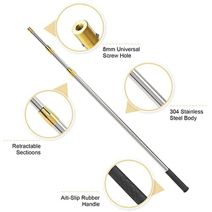 Cyfie Retractable Fishing Gaff, 4.8/6.6/7.8/9.4/16.4ft Telescopic Fishing Gaff with 8mm Screw, Capable for Fish Gig Spear Harpoon Hook, Ice and Saltwater Fishing Gaff Pole for Hunting Fish Frog Mole - color: 9.4 Feet Retractable Pole