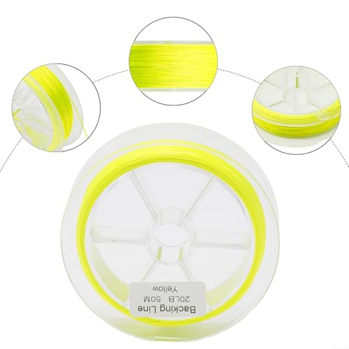 FABULETTA Dacron Fishing Line Backing Polyester Fly Line Low-Stretch Dual-Color 50m for Trout Salmon 20lb 30lb Strength - size: F