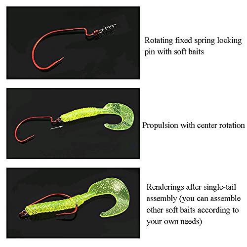 Centering Pin Spring Twist Lock Fishing Screw Worm Hook Crank Grub Rig Fixed Bait Run Straight Self Align Long Enough Secure Not Off Center Stainless Steel for Soft Lure - size: 26mm 100Pcs