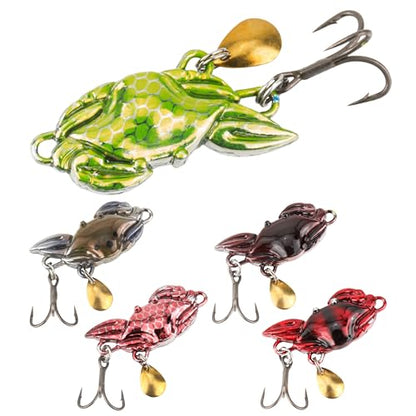 Inline Spinnerbaits for Bass Trout Pike – Premium Spinner Lures with Treble Hooks & Flash Blades for Freshwater & Saltwater Fishing – Durable, Vibrant, and Deadly Effective - style: Crab Jig
