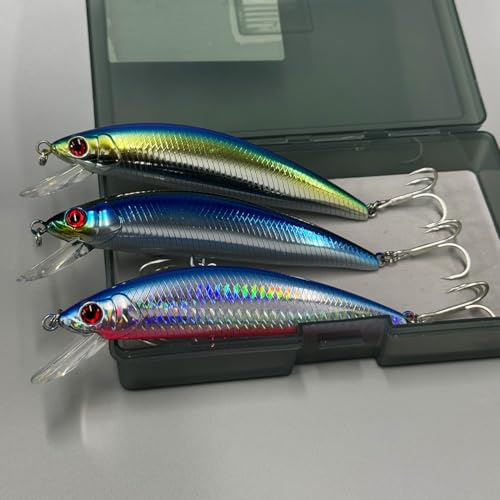 3pcs Heavy Minnow Tuna Fishing Lure Artificial Hard Baits Sinking Saltwater Seabass Wobbler Fish Baits Pesca Strong Treble Hooks Wobbler Jerkbait Swimbait AH1340 - color: AH1340B-5.1'' 1.4oz