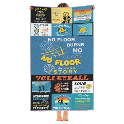 Gifts for Volleyball Lovers,Volleyball Towel for Girls 63" x 31.5" Microfiber Volleyball Beach Towel for Women Bath Pool Shower Camping Travel Towel (Volleyball Towel, 63"x 31.5") - color: Volleyball Towel