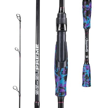 Sougayilang Fishing Rod - Medium 2Pc Graphite Composite Blank Spinning & Casting Rod, Camouflage EVA Grip, Smooth Transition Fishing Pole - color: Purple-Spinning, size: 5'10''-Medium-Moderate