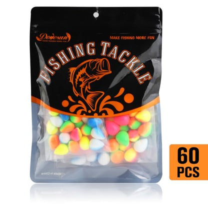 Dovesun 220/104/80/60/54/52/42pcs Pompano Rig Floats for Surf Fishing Foam Bobbers for Fishing Fly Fishing Bobbers Floats Bright Color Kit/Round/Cylindrical/Heart/Bullet/Pill/Spin Shape - color: Heart-60pcs