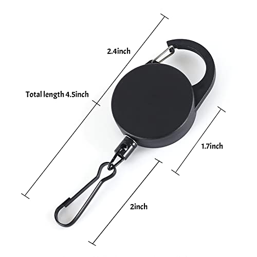 Starsouce 2PCS Fly Fishing Zinger Retractors with Retractable Buckle Stainless Steel Easy Pull Fishing Line Clipper Retractors