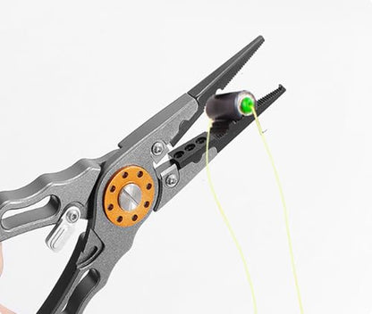 1pcs Wezxrauo Professional Fishing Pliers Set - Aluminum Alloy Hook Remover & Braid Line Cutter with Sheath, Lanyard & Stainless Steel Blades, Multi-Tool for Saltwater/Freshwater Anglers