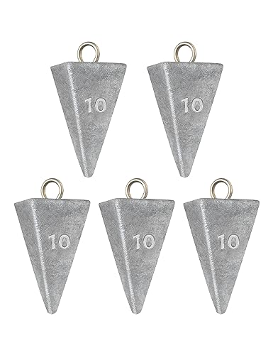 BLUEWING Pyramid Sinkers Lead Fishing Weights 1oz,2oz,3oz,5oz,8oz,10oz,12oz,16oz,32oz for Saltwater - style: #13 10oz, 5 Pack
