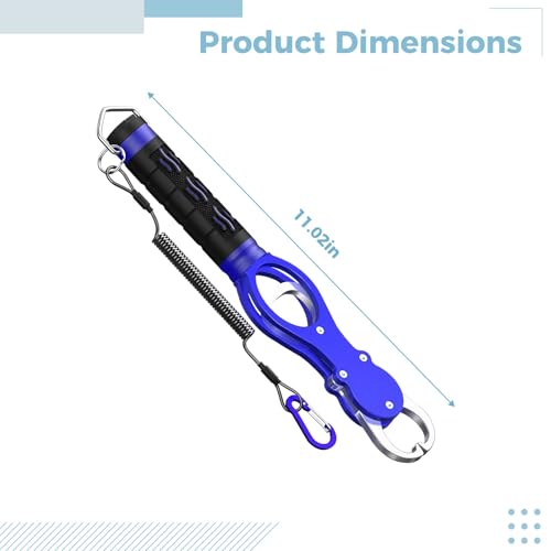 Fish Lip Gripper with Scale, Blue, Aluminum Alloy, Portable, Max 40lbs Scale, Lightweight 6.8 oz / 194 g, Non-Slip Handle