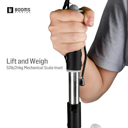 Booms Fishing Fish Gripper with Scale, Rotating Lip Gripper, G11 | 2-in-1 Gripper and Scale, One-Hand Use, Rotating Handle, 52 lb Weight Reference, for Saltwater and Freshwater Fishing