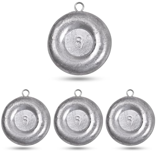 Disc Sinkers Fishing Weights, Flat Coin Sinkers Saltwater Surf Fishing Weights for Catfishing Drifting Trolling Bottom Saltwater Fishing Tackle 1oz 2oz 3oz 4oz 5oz 6oz 8oz - style: 8 Ounce, 3 Pack