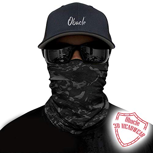 Obacle Seamless Face Mask Rave Bandana Men Women for Dust Sun Wind Protection - color: Pure Black Gray