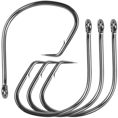 Fishing Circle Hooks Saltwater, 120pcs Catfish Hooks Offset Circle Octopus Fishing Hooks High Carbon Steel Black Nickel 2X Strong Barbed Fishhooks for Bass Trout Catfish Freshwater Size 6#-10/0 - size: 2/0-120pcs