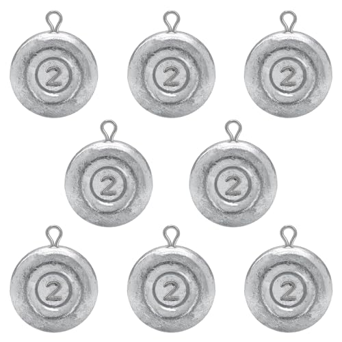 Fishing Weights Sinkers, Disc Sinkers Weights Coin Sinkers Freshwater Saltwater River Bank Surf Fishing Catfishing 1oz 2oz 3oz 4oz - style: 2oz-8pcs