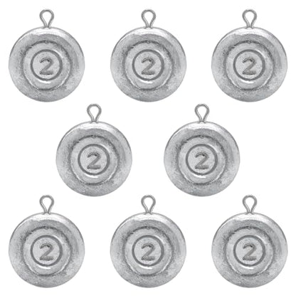 Fishing Weights Sinkers, Disc Sinkers Weights Coin Sinkers Freshwater Saltwater River Bank Surf Fishing Catfishing 1oz 2oz 3oz 4oz - style: 2oz-8pcs