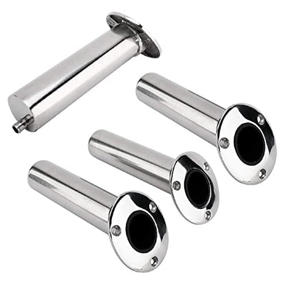 YaeMarine 4-Pack Heavy Duty Stainless Steel 316 Deluxe Rod Holders with Drain, Flush Mount Fishing Rod Pole Holders, 30 Degree /15 Degree/90 Degree - style: 30 Degree