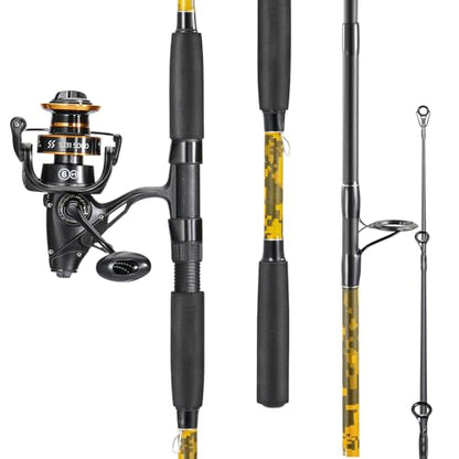 Sougayilang Spinning Rod Combo - MH Action Fishing Pole with Bait Feeder Reel for Catfish, Salmon, Steelhead Freshwater Saltwater Fishing- 7'0"/7'6" - size: 7'6"